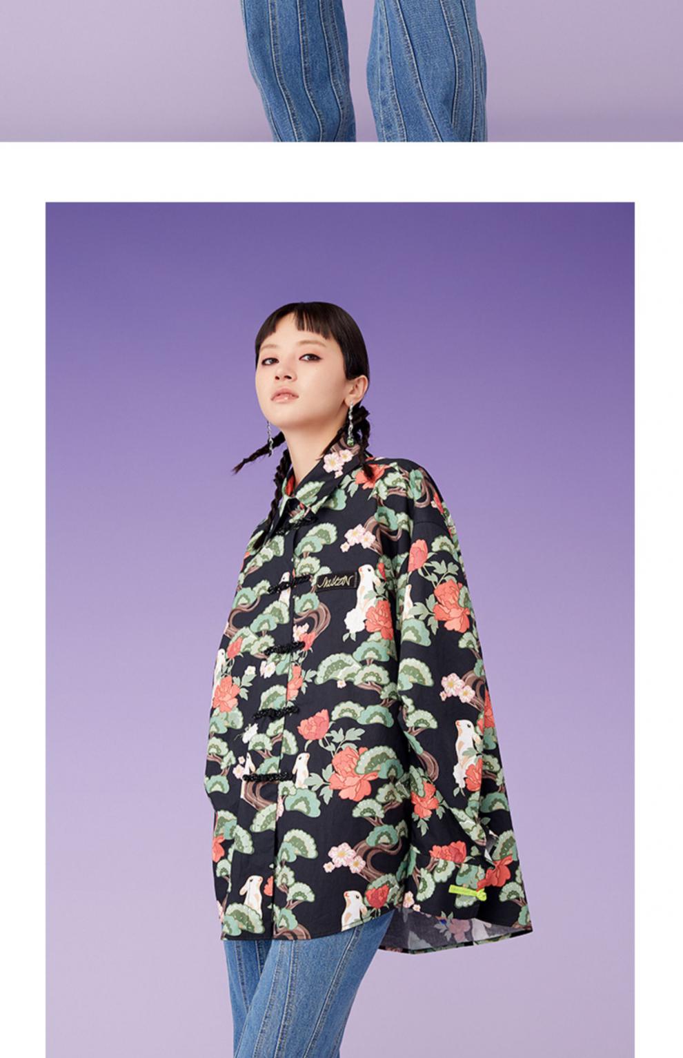 密扇2021秋冬新款碧野仙踪复古提花缎面长袖设计感印花衬衫上衣女花色