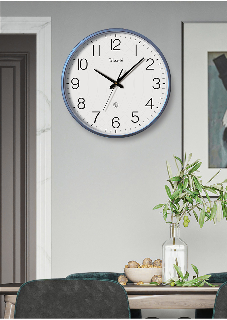 天王·星电波钟大尺寸客厅挂钟日历挂表现代居家钟表 玫瑰金日历款