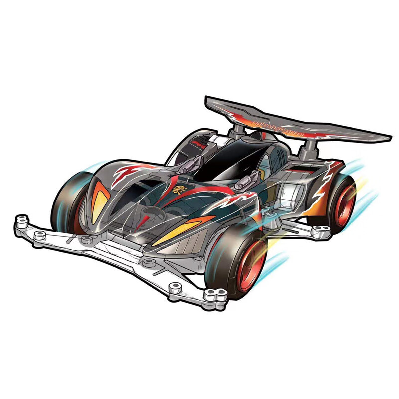 旋风冲锋四驱车同款迷你四驱兄弟拼装版赛车巨无霸 红色天蝎号(拼装车