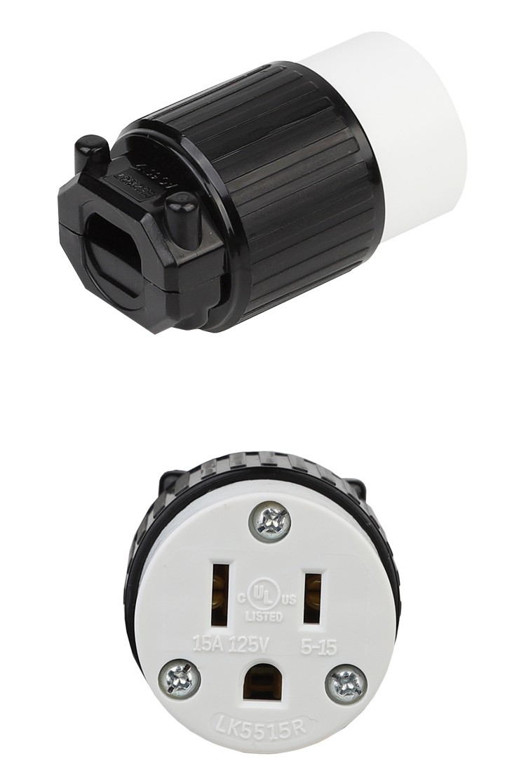 发电机插头lk5515rnema515r美标发电机电源连接器黄铜插头大功率15a