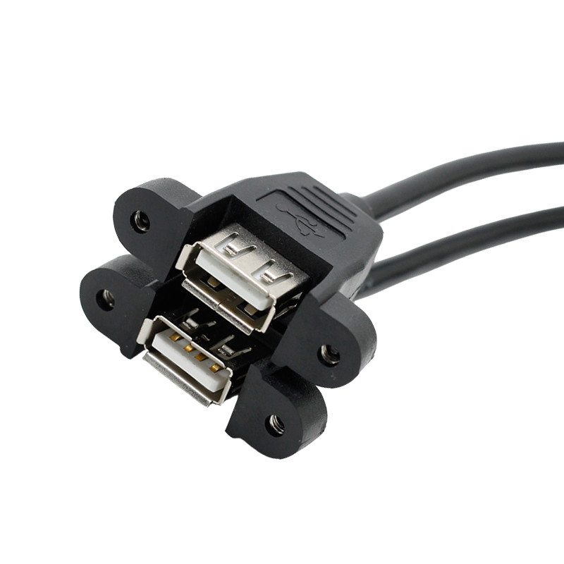 主板9针转usb2.0两口挡板扩展线 带螺丝孔主板9pin转usb2.0连接线 2.