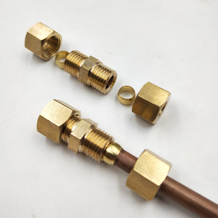 铜管卡套接头加湿器铜管接头纺织厂配件双头6810mm卡套直通直接泰鹏