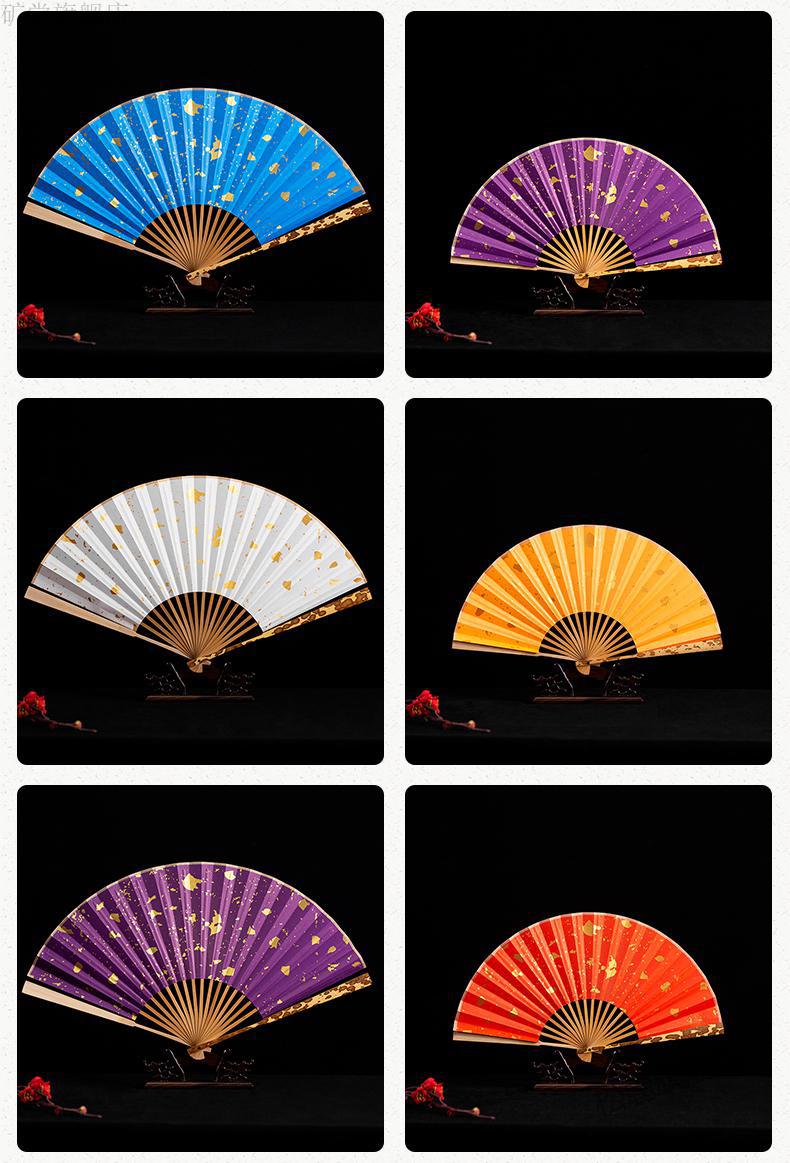 95寸梅妃湘妃竹扇子手工斑竹梅鹿扇骨宣纸扇面文玩香妃贵妃竹折扇