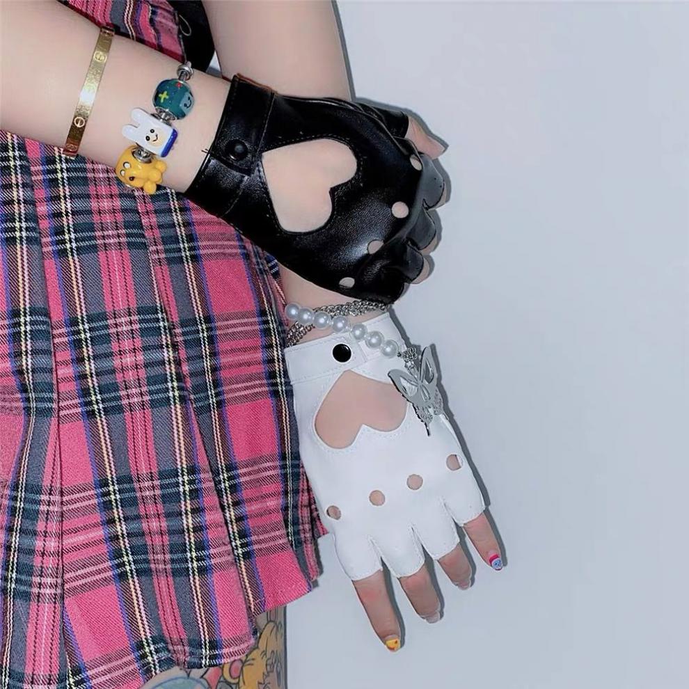 丝袜手套日系爱心朋克lo娘lolita打歌服搭配甜美街头土酷辣妹蹦迪手套