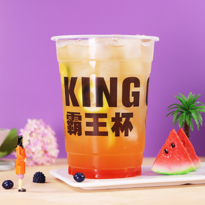 果茶杯1000 ml一次性奶茶塑料杯杯水果茶打包超大霸王杯带盖 1000ml吃