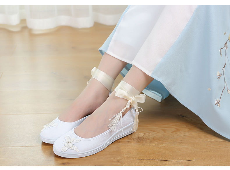 道花途汉服鞋子女古风百搭小白鞋搭配古装中国风古代汉元素儿童舞蹈