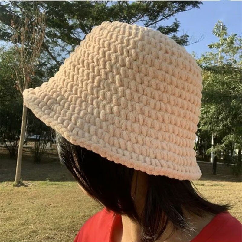 兴班 粗毛线冰条线编织帽子泫雅渔夫帽手工编织日系文艺帽子编织材料