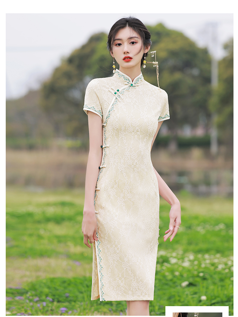 mlcriyg香槟色旗袍女2022年新款夏季年轻款高端气质中国风小个子改良