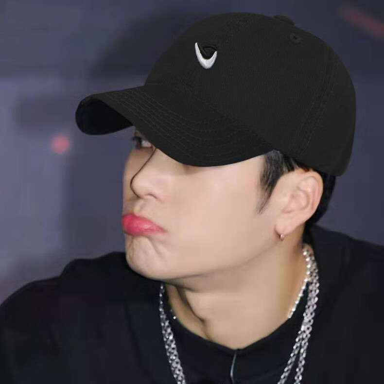 王嘉尔同款勾勾棒球帽子男春秋韩版大头围鸭舌帽女休闲百搭运动帽