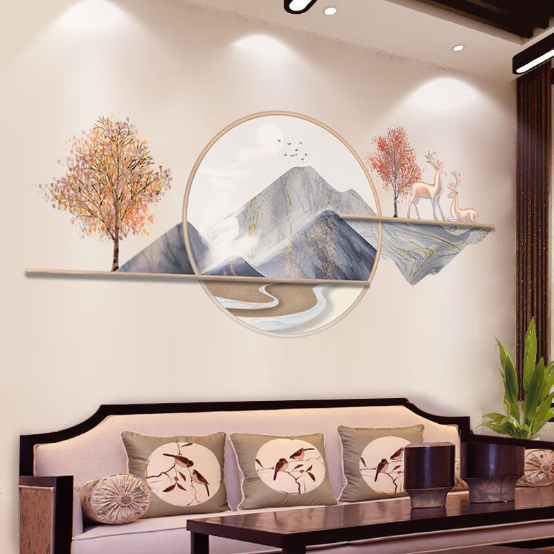 中国风墙纸自粘贴墙画电视背景墙面贴画贴纸壁纸卧室客厅装饰壁画
