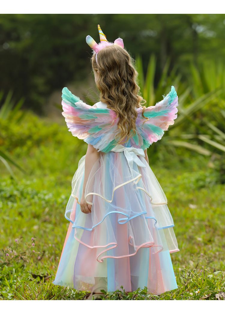 小马宝莉小马宝莉裙子公主裙小孩彩色女童翅膀衣服独角兽连衣裙彩虹裙