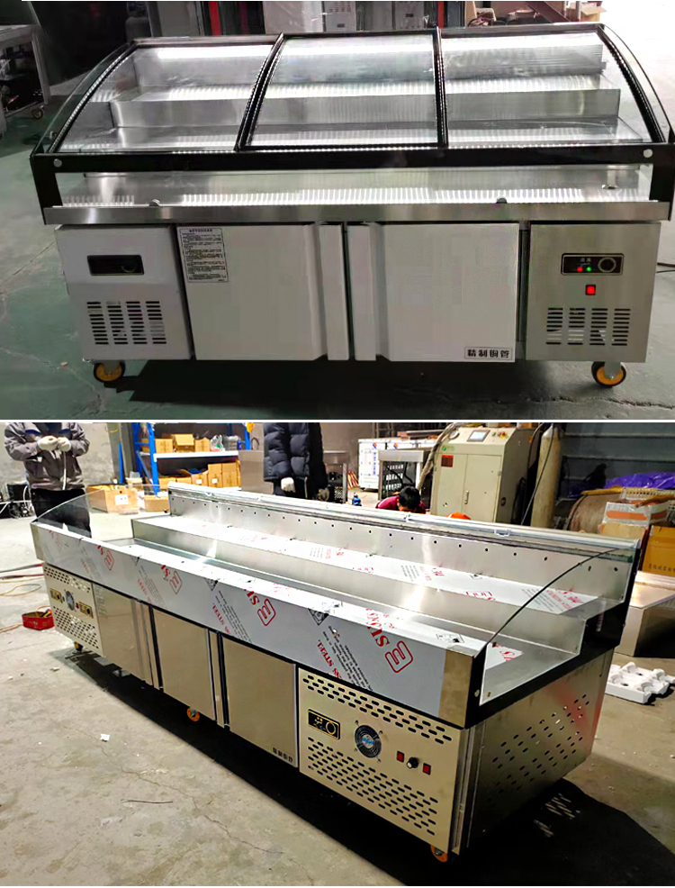 海尔三层阶梯展示柜明档饭店菜品点菜柜商用冷冻冷藏水果捞串串双