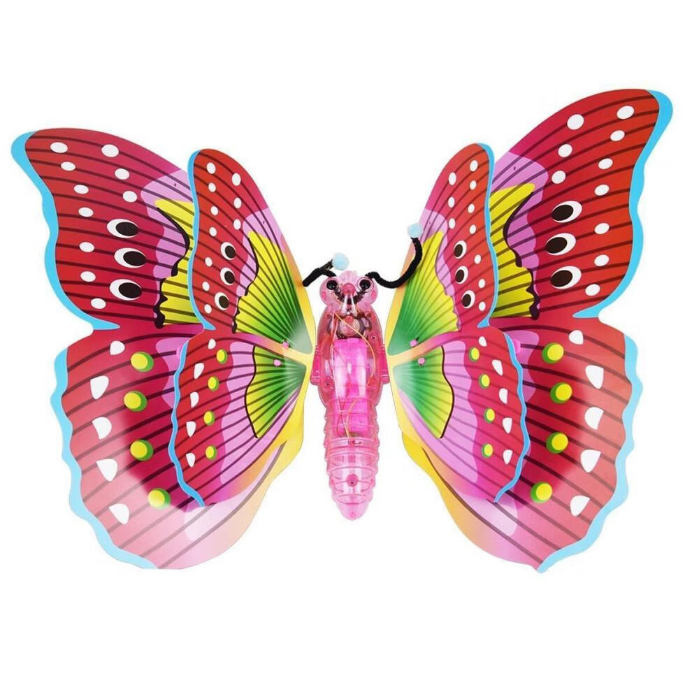 抖音同款六一儿童节女孩创意玩具蝴蝶电动闪光蝴蝶带音乐翅膀会动的