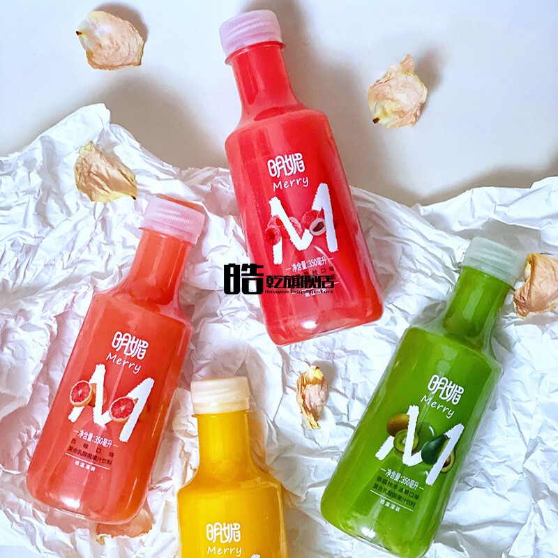 明媚果汁350ml15明媚果汁猕猴桃牛油果橙果汁芒果西柚汁merry乳酸菌瓶