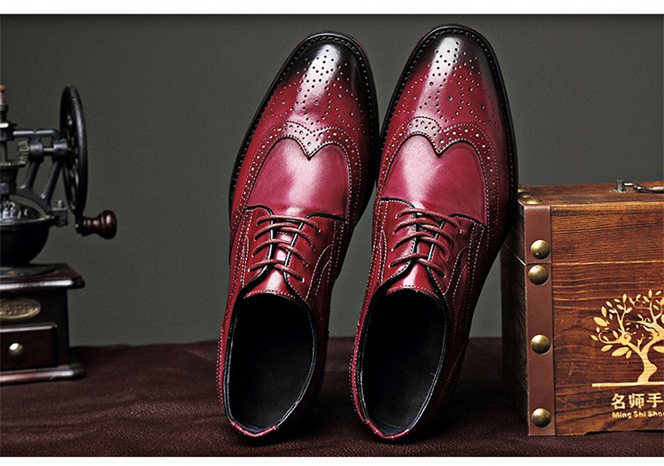 37成人35特小码巴洛克男鞋子超小号36瘦脚小脚布洛克皮鞋品质定制款