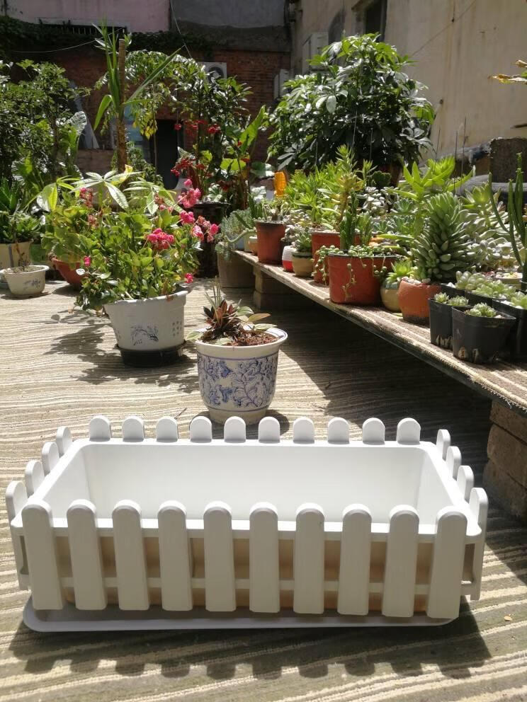 苏购塑料花盆栅栏盆盆栽绿植多肉阳台种菜盆长方形花盆栅栏花盆底部无