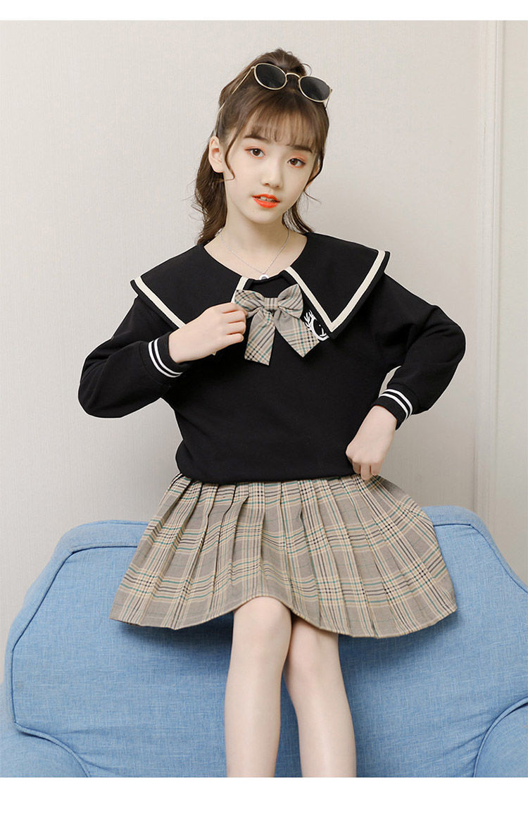 鹿藤女童jk套装春秋装儿童长袖百褶裙子学院风中大童10-15岁女孩子