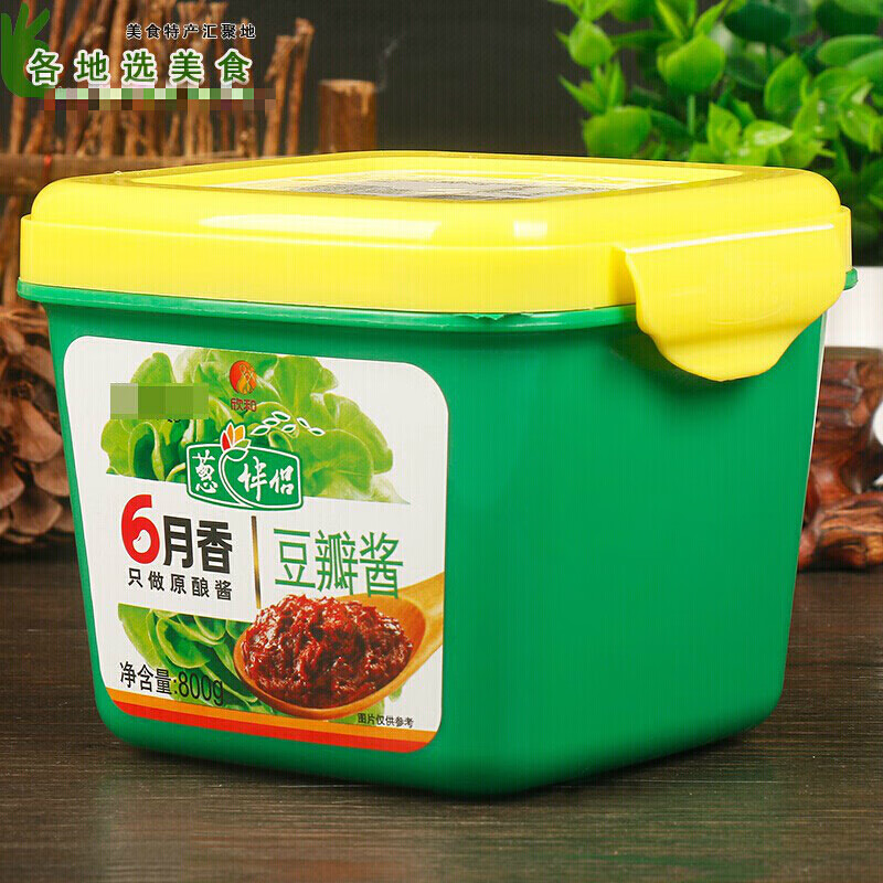 葱伴侣6月香豆瓣酱800g盒装六月香黄豆酱拌面酱原酿蘸酱