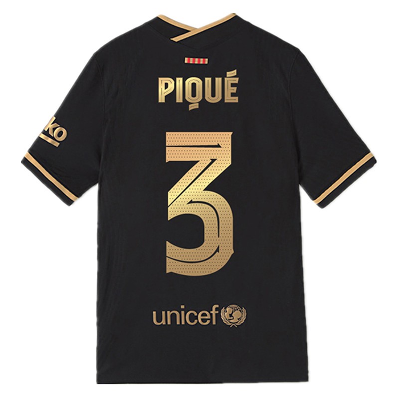 腾讯体育旗舰店同款20-21赛季欧冠巴萨球衣10号梅西客场黑金短袖足球