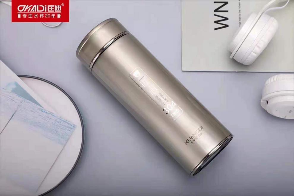 新款匡迪保温杯真空304不锈钢内胆男女商务家用保温杯水杯青色480ml