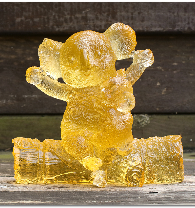 琉璃树袋熊摆件工艺品创意考拉家居客厅桌面装饰品送闺蜜朋友礼物金琥