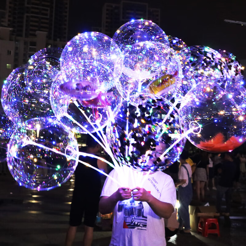 七夕优惠 波波球 20寸网红波波球发光货源摆摊气球灯地推小礼品国庆