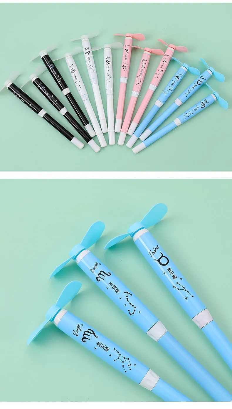 耐辉顿风扇笔女生迷你风扇笔十二星座多功能笔ins可爱文具女生男孩速