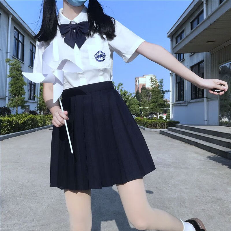 jk长裙学院风jk制服百褶中长款半身裙长裙学生班服长袖衬衫套装女春