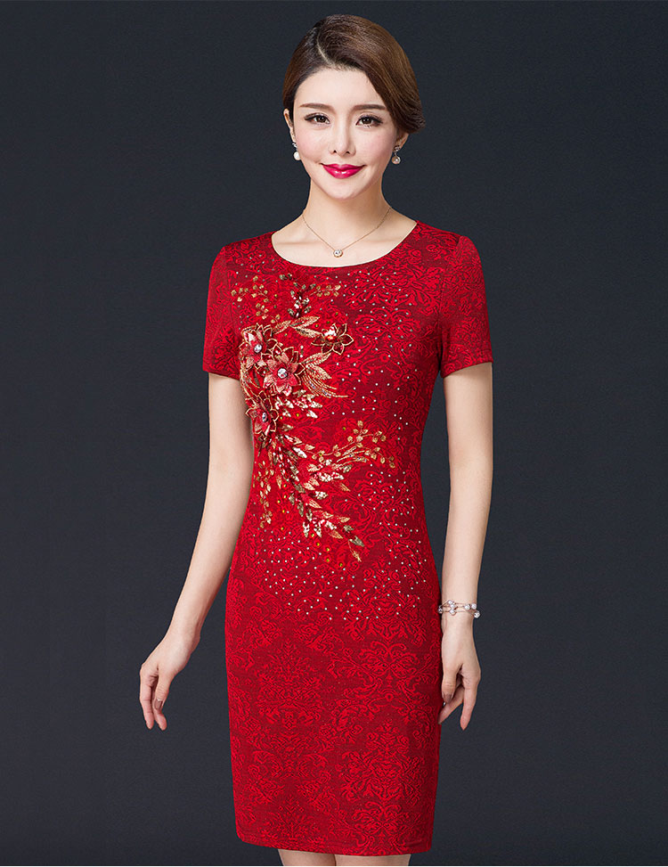 婆婆装婚礼服春秋中年大码气质连衣裙结婚礼服妈妈装旗袍裙喜婆婆婚宴