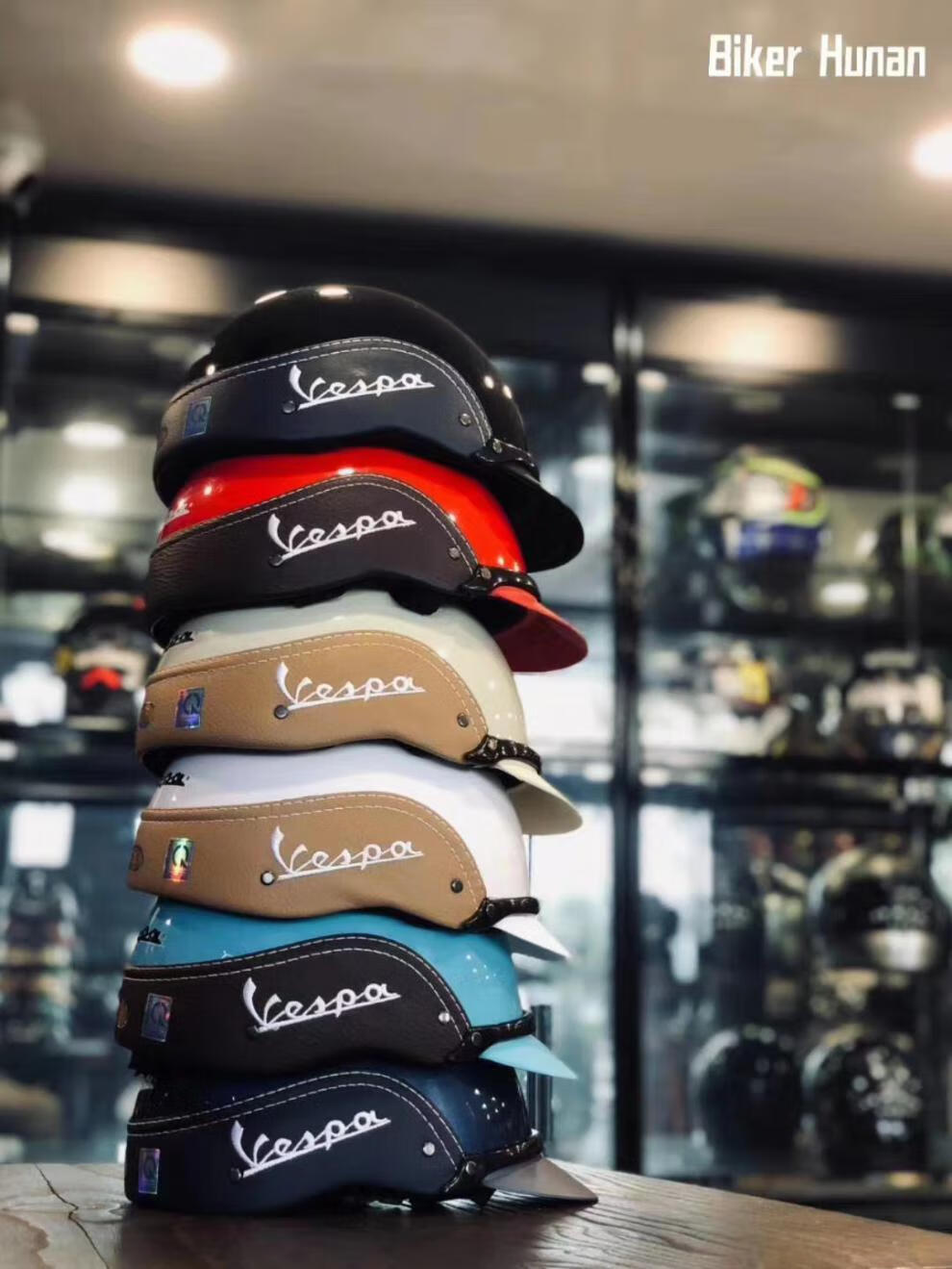 vespa精品骑行半盔摩托车头盔比亚乔均码各色齐全越南轻便 奶茶杏