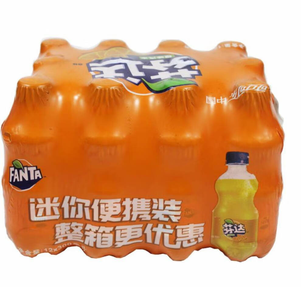 水蜜桃味300ml小瓶便携装碳酸汽水饮料 苹果味 芬达300mlx12瓶【图片