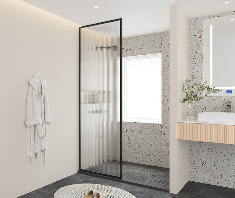 淋浴房隔断淋浴房半隔断玻璃门卫生间半墙隔断玻璃屏风干湿分离隔断门