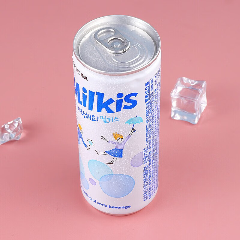 韩国进口乐天妙之吻250ml乳味碳酸饮料含气牛奶味网红罐装饮品 牛奶味