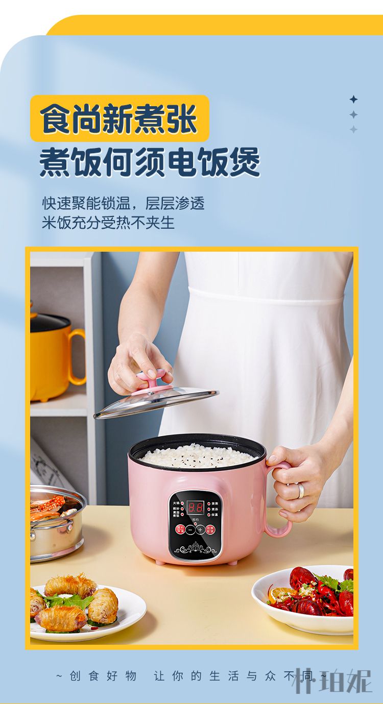 朴珀妮迷你电饭锅小1人2人小型多功能电饭煲蒸煮一体宿舍一人米饭锅不