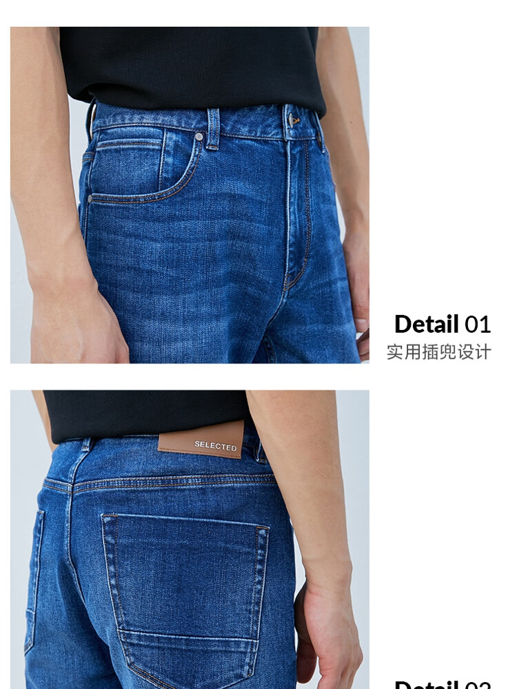 selected思莱德夏季新款简约时尚都市直筒牛仔裤男 深牛仔蓝 165/72a
