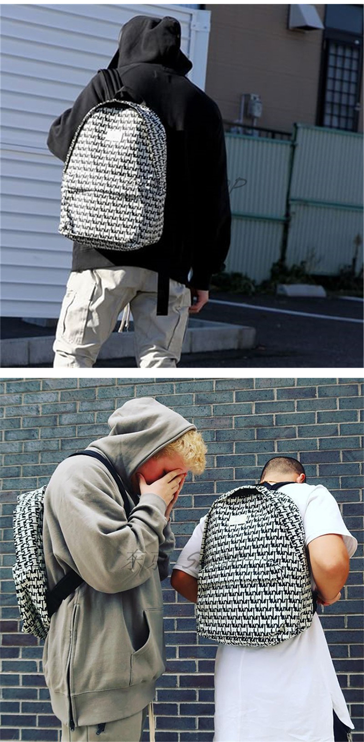 fog双肩包书包情侣复线ins潮流满印学生of背包皮质男女运动god大容量