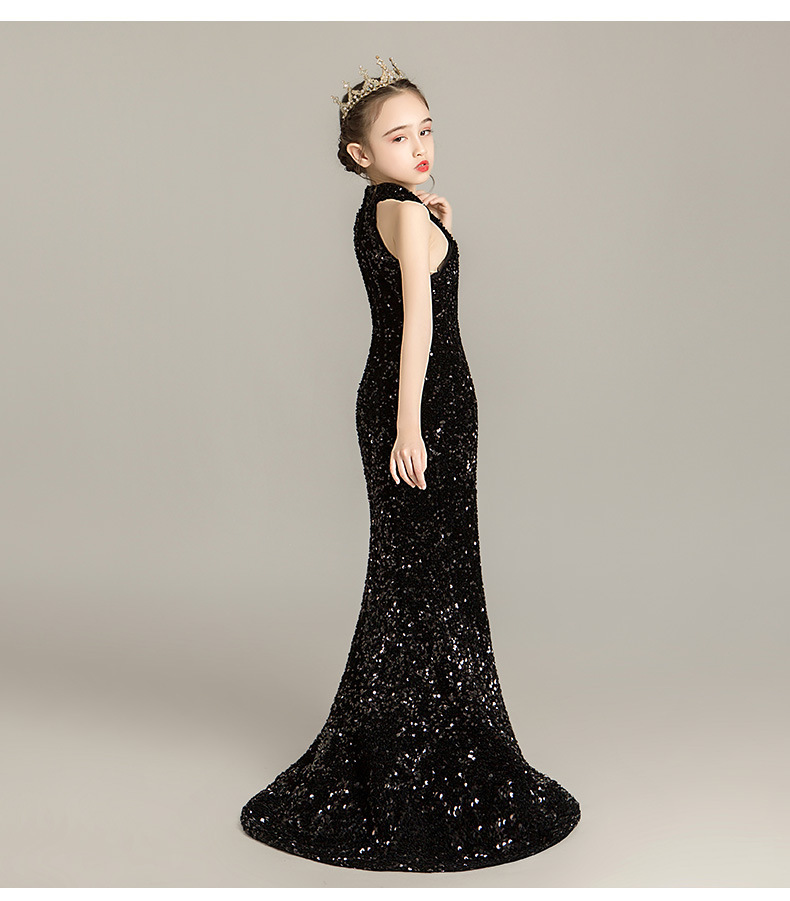 岁女童礼服2022欧美新款鱼尾亮片小主持人模特走秀公主裙女孩演出服t