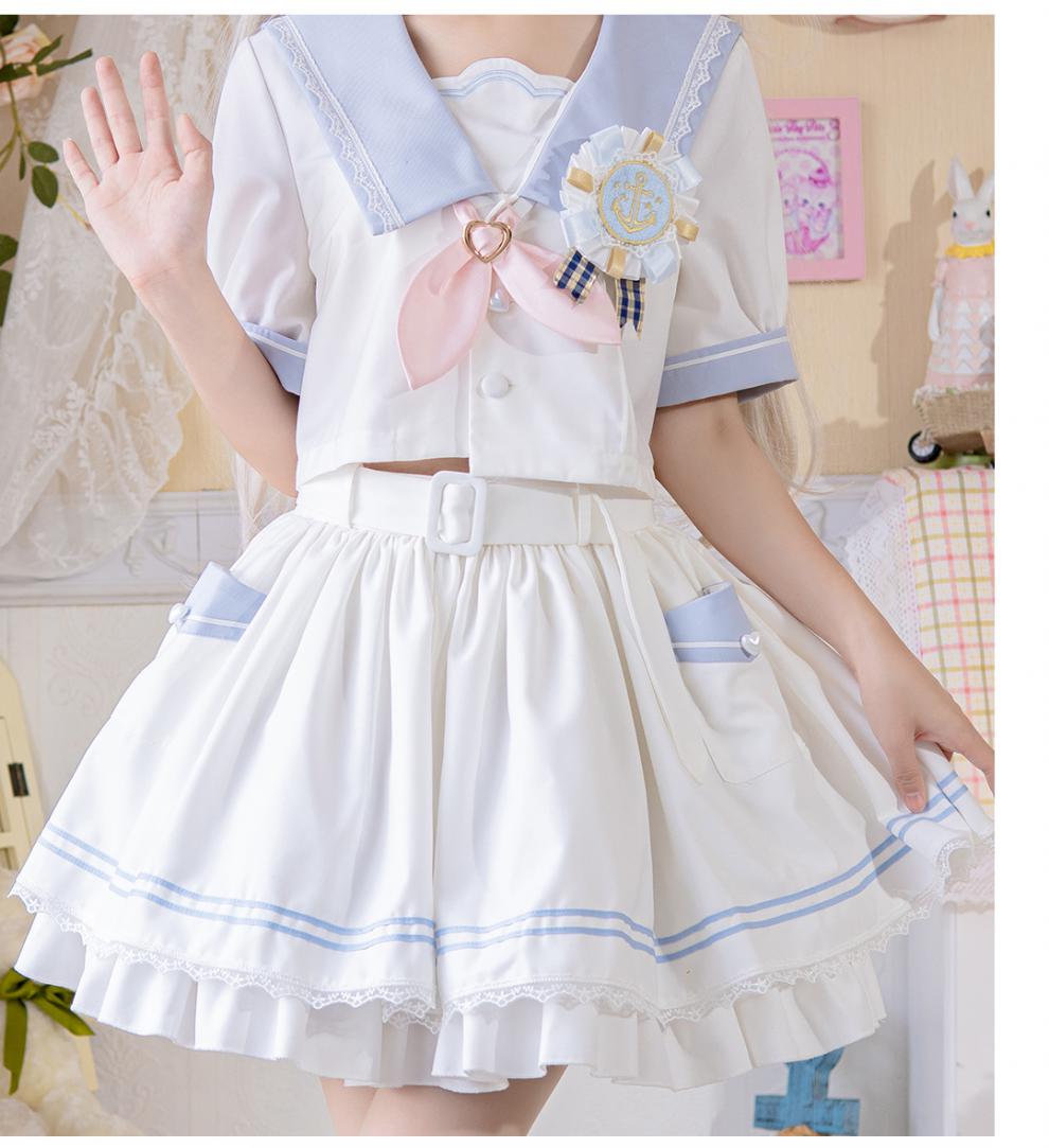 御茶家少女航海家jk水手服盛夏服短袖短裙可爱制服套装日系原创夏 下