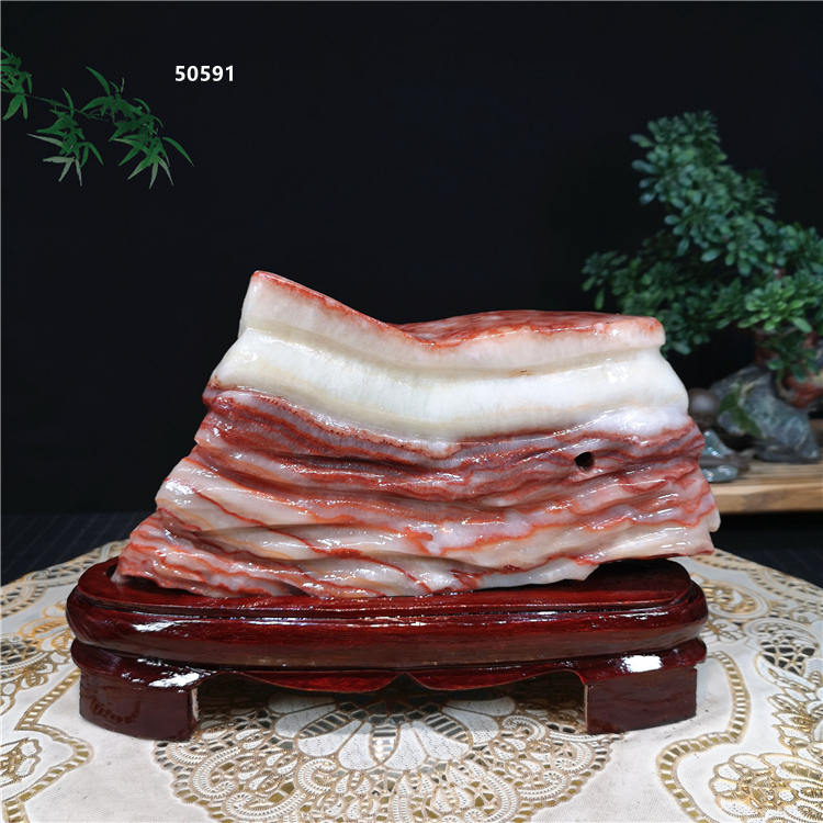 天然原石观赏石红烧肉腊肉五花肉玉石收藏装饰摆件 1680-1【图片 价格