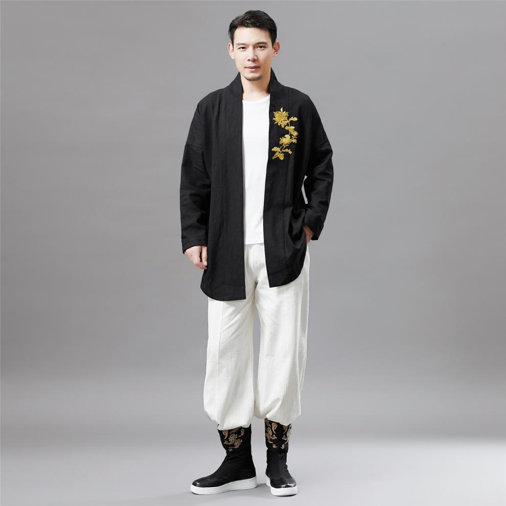 磐王男装 新中式服装男装道袍季汉服外套改良中国风茶禅服 藏蓝色 m