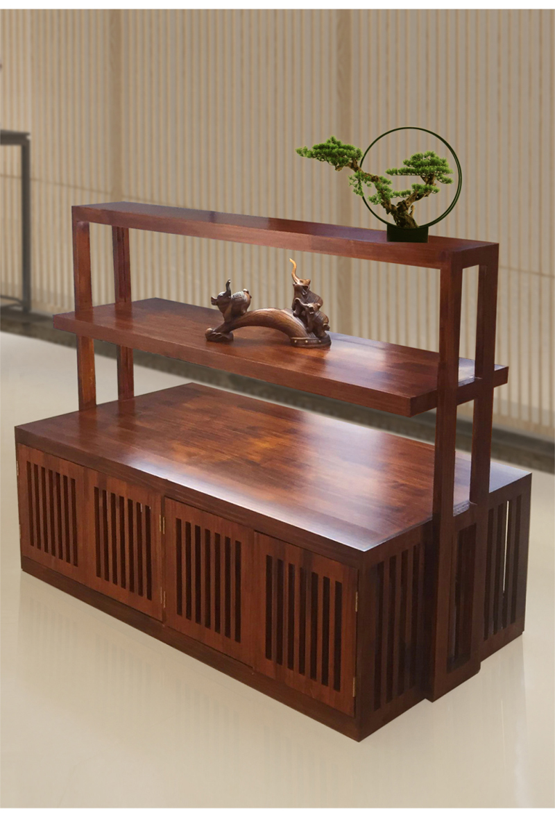 卉芸冉实木茶叶茶盘茶具展示柜瓷器多层中岛柜原木色多用途陈列柜