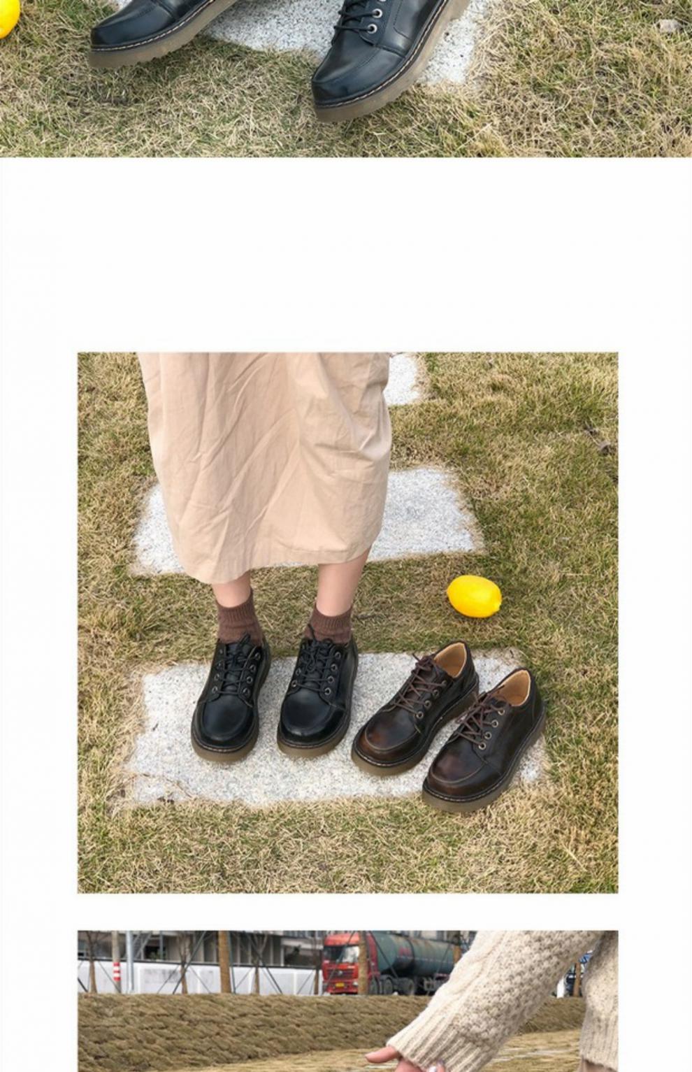 2021春季新款时尚休闲舒适韩版ins小皮鞋女复古chic交叉系带英伦学院