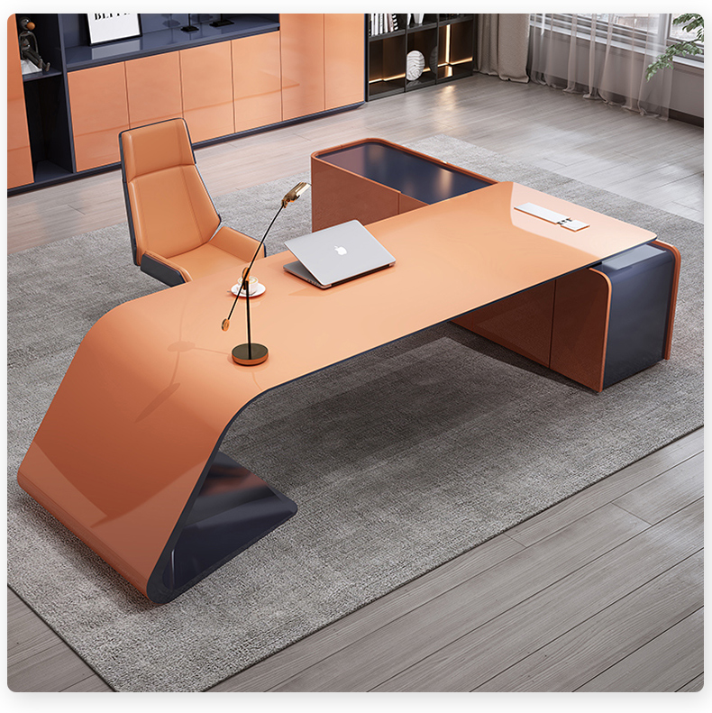 navcon女总裁办公桌烤漆轻奢烤漆老板办公桌现代简约经理女总裁主管