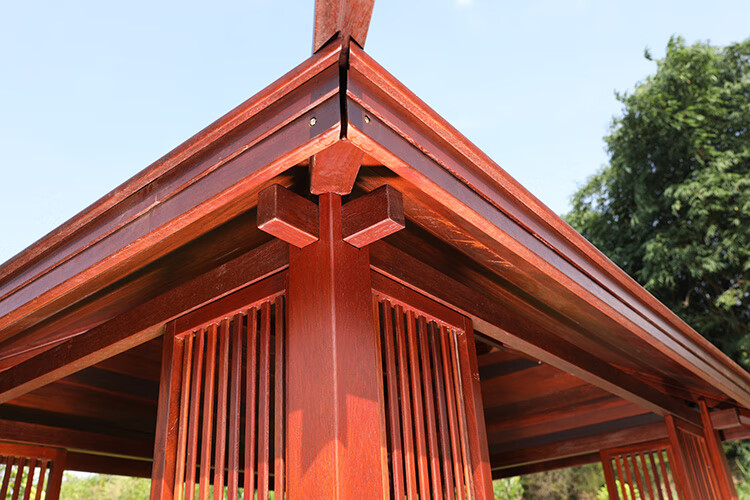 菠萝格木凉亭日式别墅庭院花园组装实木防腐木民宿农家乐休闲亭子