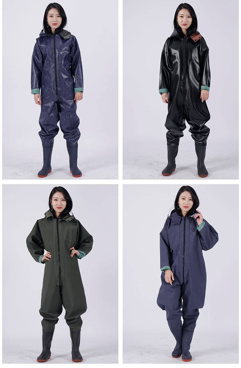 鱼塘防水裤子男打渔郎下水皮裤下水裤半身雨裤防水衣服男抓捕鱼连体身