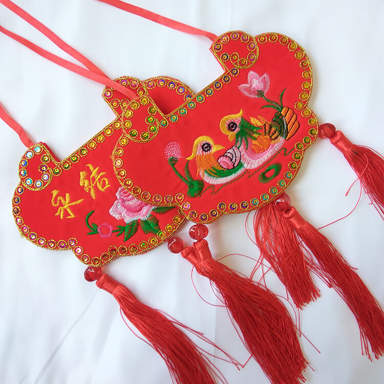 庆阳刺绣香包手工刺绣婚庆鸳鸯龙凤锁锁一对庆阳香包订婚锁结婚锁民间