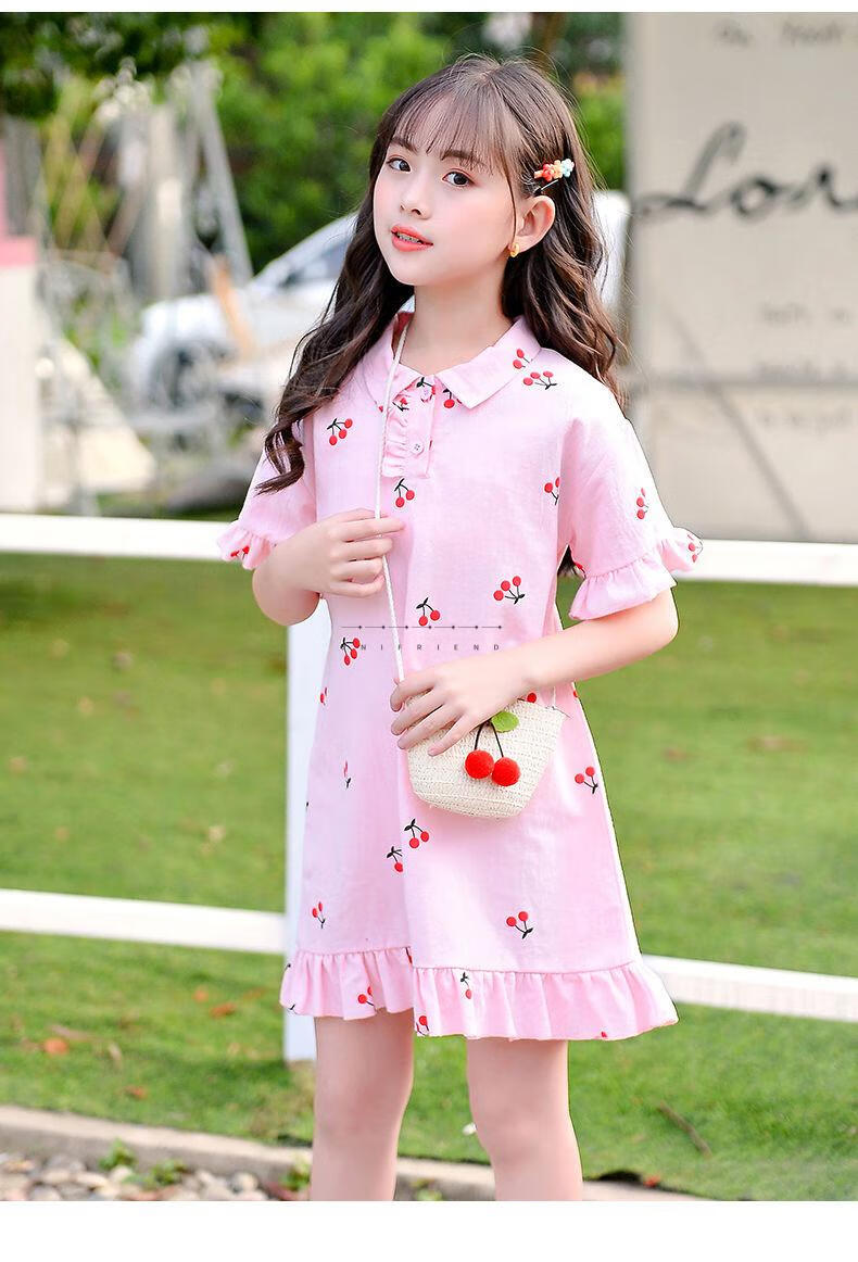 小学生夏天短袖连衣裙1015岁童装夏季新款女童洋气短袖连衣裙中大童