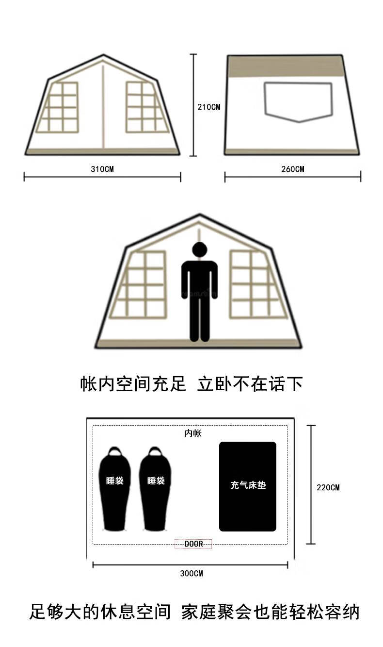 天幕 黑膠 四季狐林間小屋帳篷延伸天幕黑膠冬日帳多人保暖野營小川52