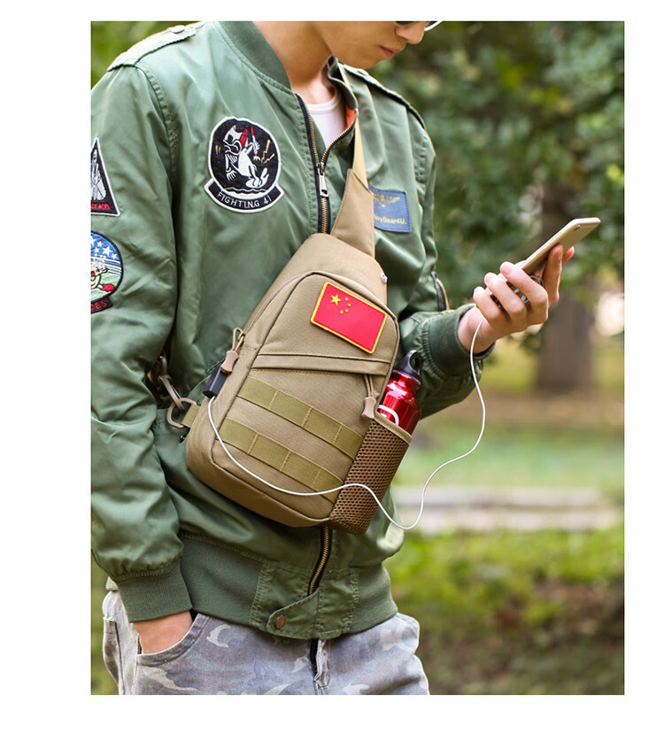 守护者胸包男战术军迷小包斜挎背包打球弹弓水壶腰包多功能随身防盗