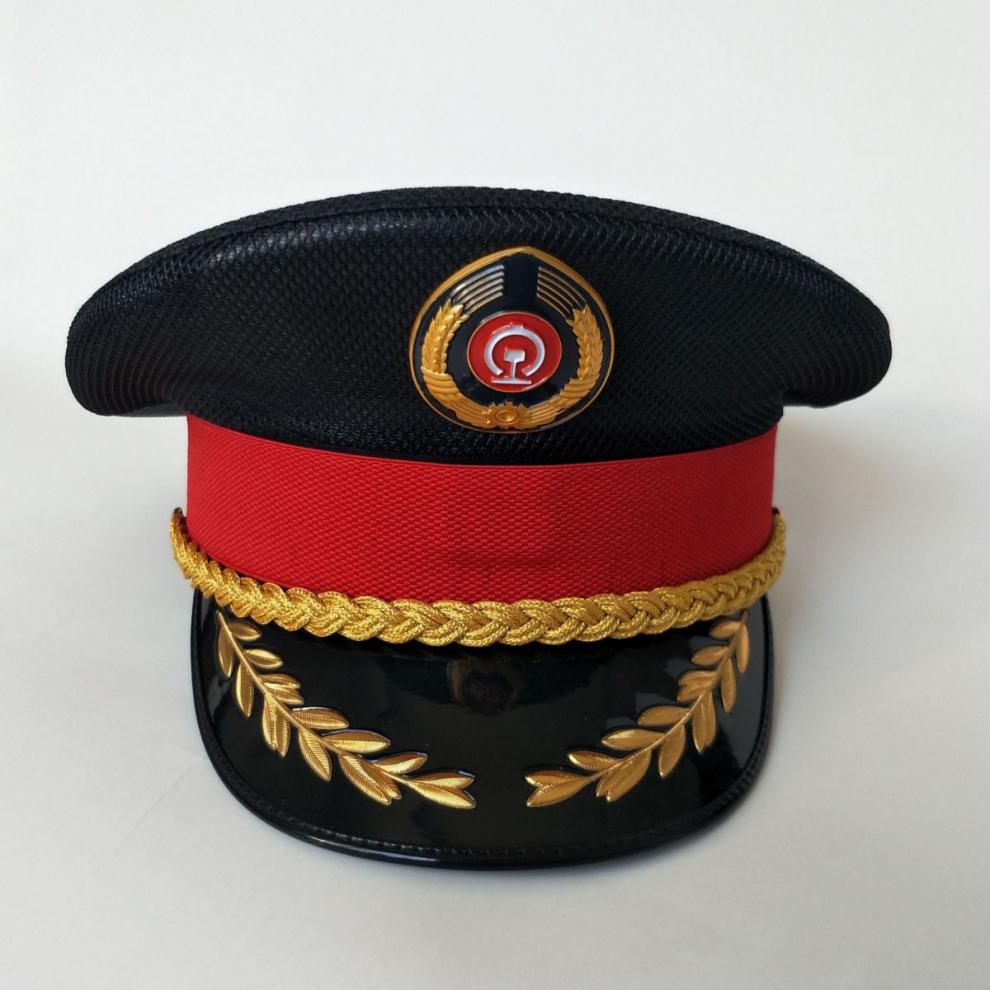 酷否2020新款铁路大盖帽列车员车长帽高铁动车乘务员夏网眼大檐帽帽子